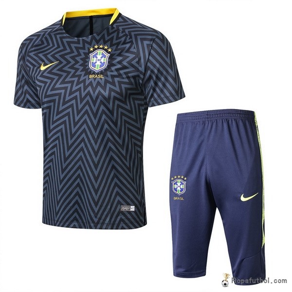 Camiseta Entrenamiento Brasil Conjunto Completo 2018 Azul Gris